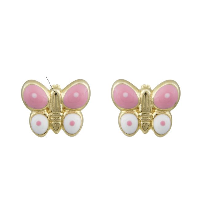 Kid's yellow gold stud earrings with butterflies 9ct HSY0072